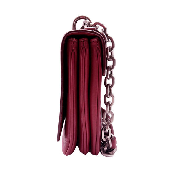 Prada Dark Crossbody Bag Red/Silver Leather Shoulder - Picture 1 of 5